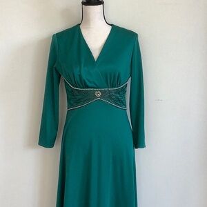 Vintage emerald  green dresss with beaded waist